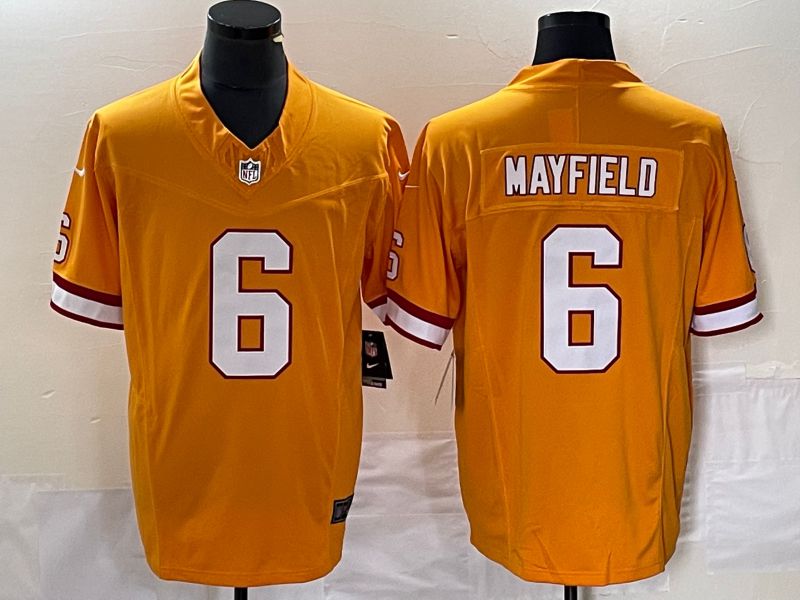 Men Tampa Bay Buccaneers 6 Mayfield Yellow Nike Throwback Vapor Limited NFL Jersey